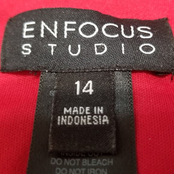 Enfocus Studio Womens Red & Black Holiday Sheath Party Dress Knee Length Size 14 - Picture 4 of 6